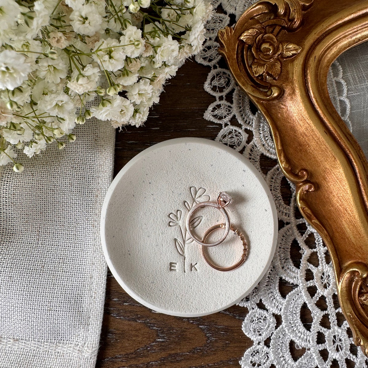 Personalized Botanical Ring Dish: Couple Initials Engagement/wedding Gift - Etsy Canada