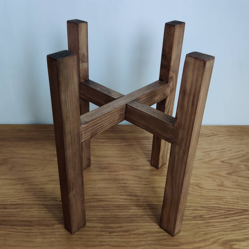 Wooden Plant Stand Handmade solid Pine plant stands in various sizes & colours Walnut