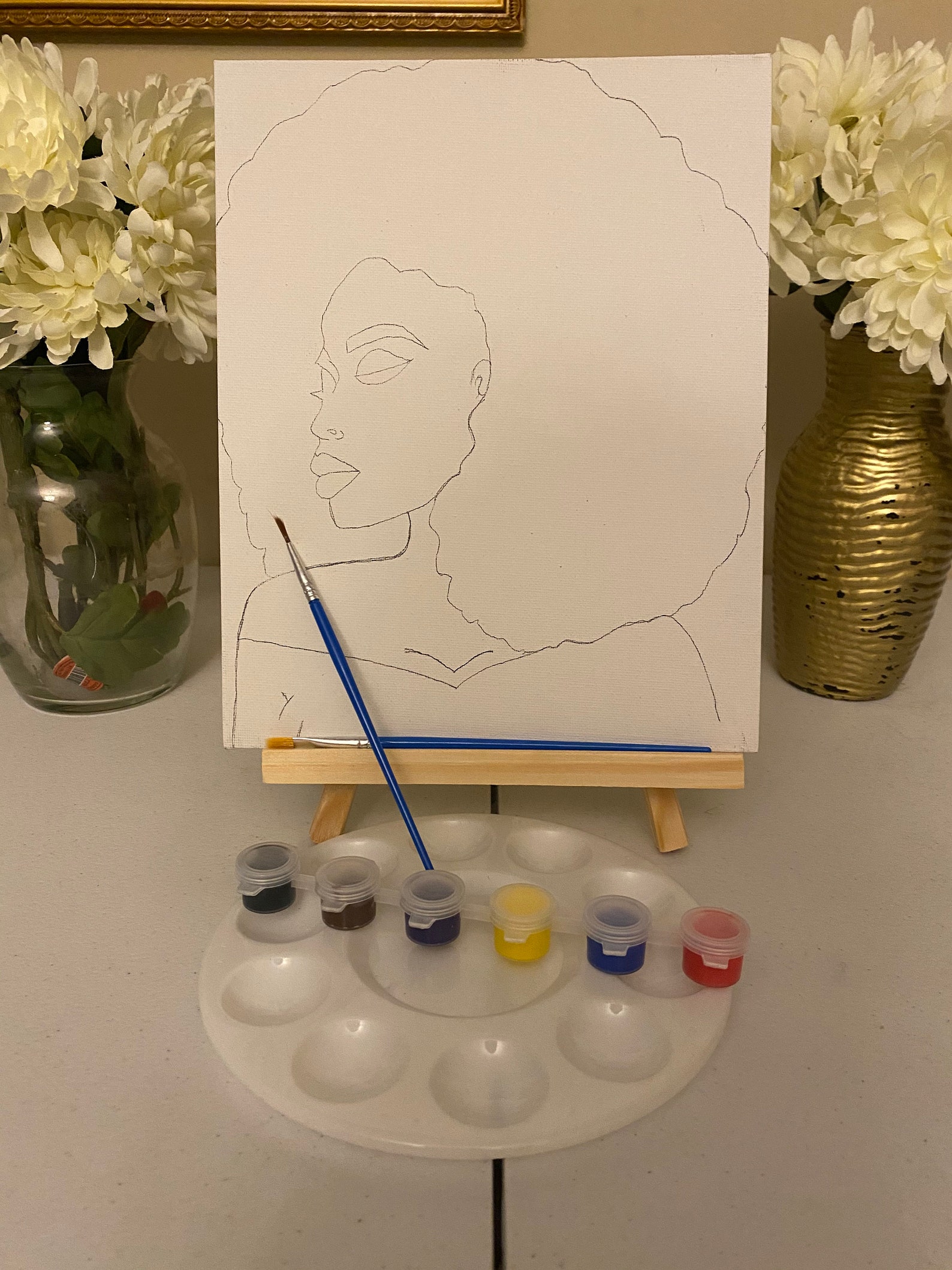 African American Predrawn canvas Sip and Paint Etsy