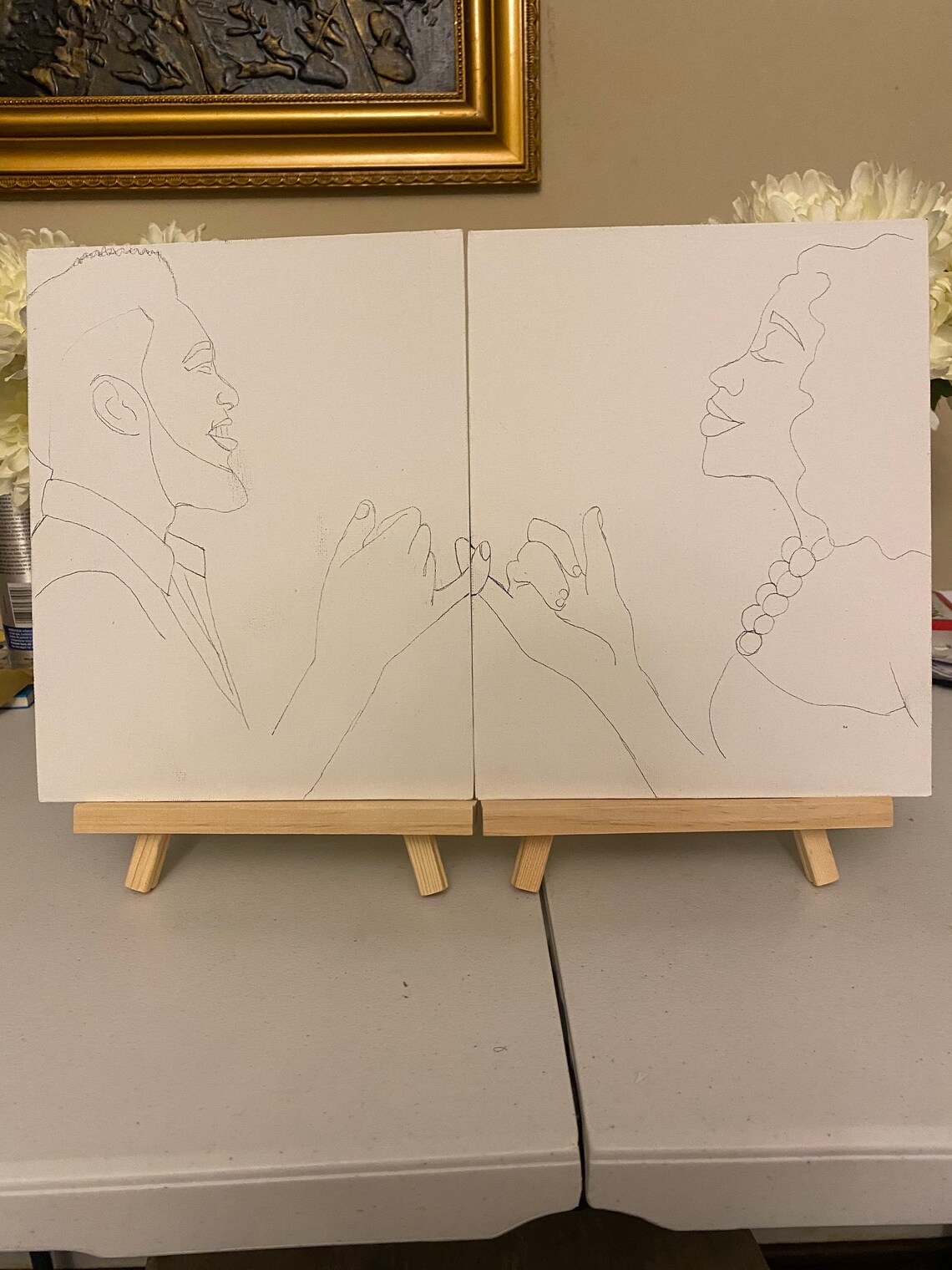 African American Predrawn canvas Sip and Paint Etsy