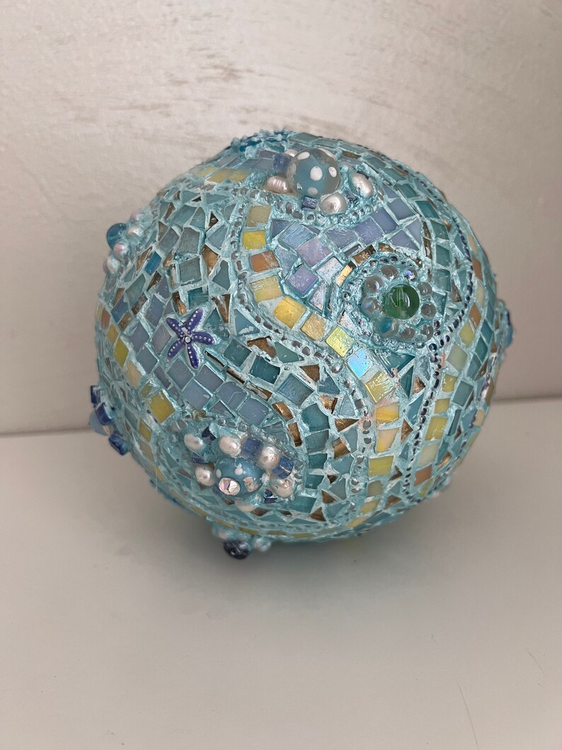Mosaic Gazing Ball Mosaic Decor Stained Glass Mosaic Decor Etsy