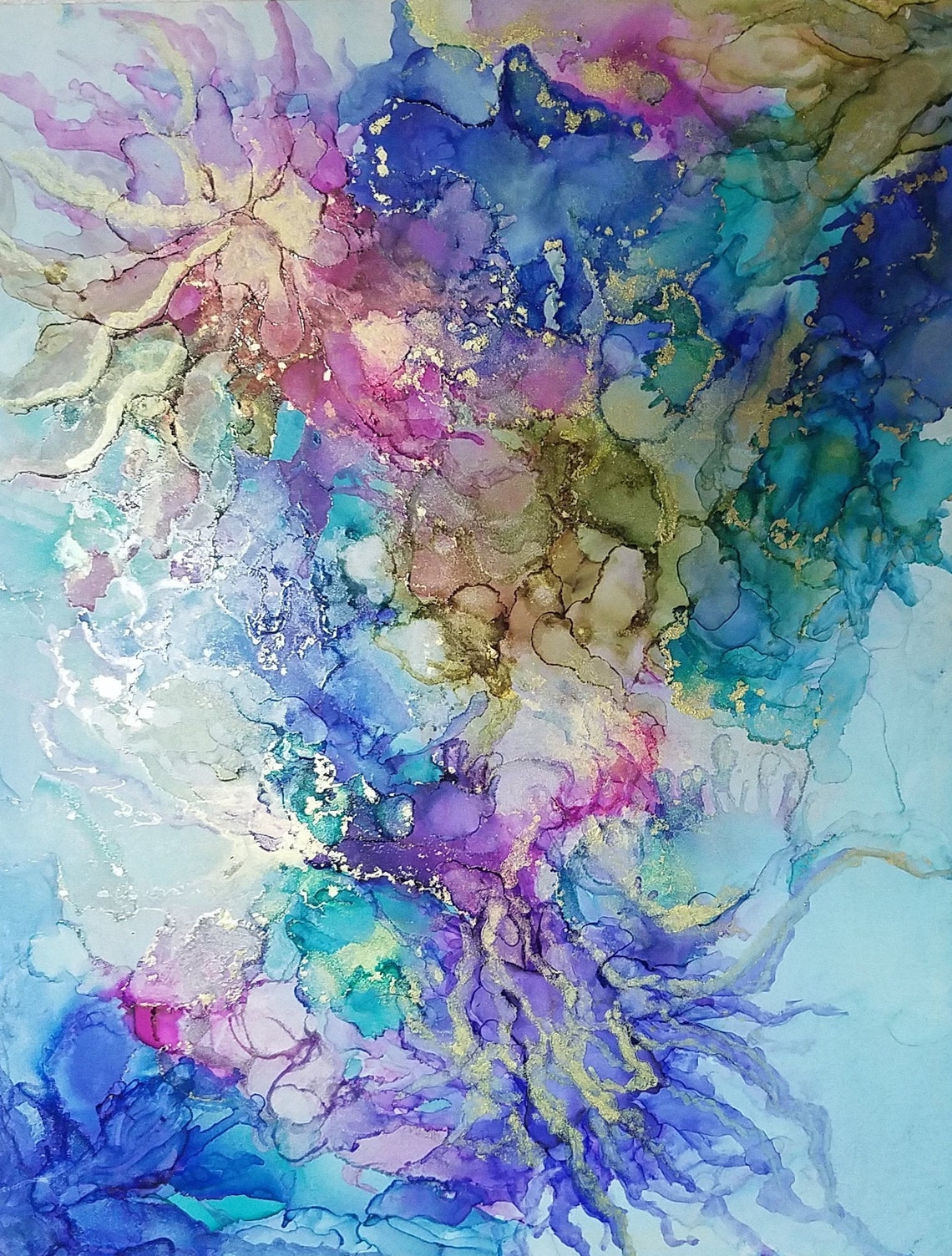Original Alcohol Ink Abstract Alcohol Ink Art Fluid Art Etsy