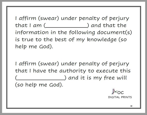 Notary Acknowledgement Card - Etsy