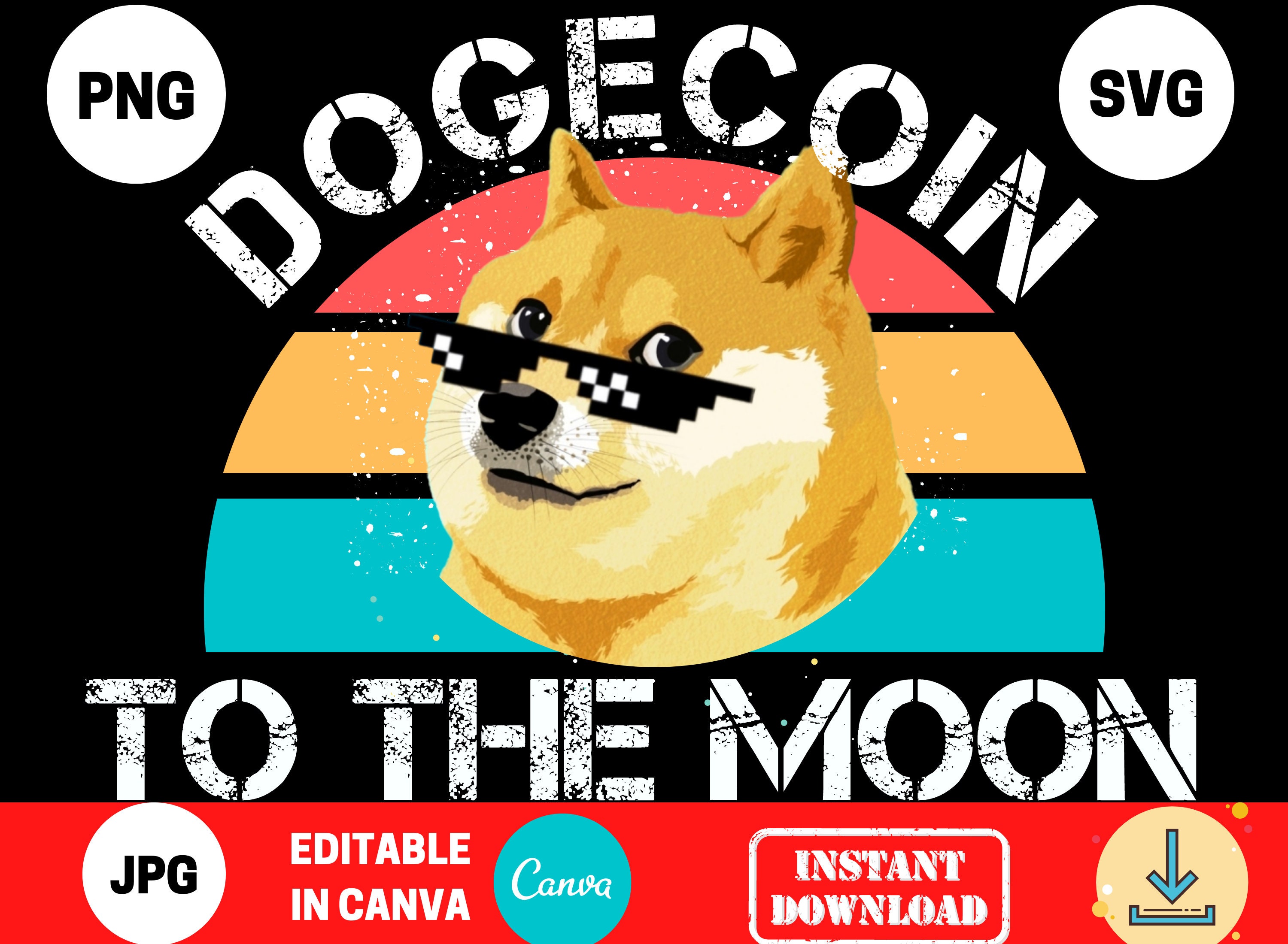 Vintage Dogecoin svg to the moon dogecion crypto currency ...