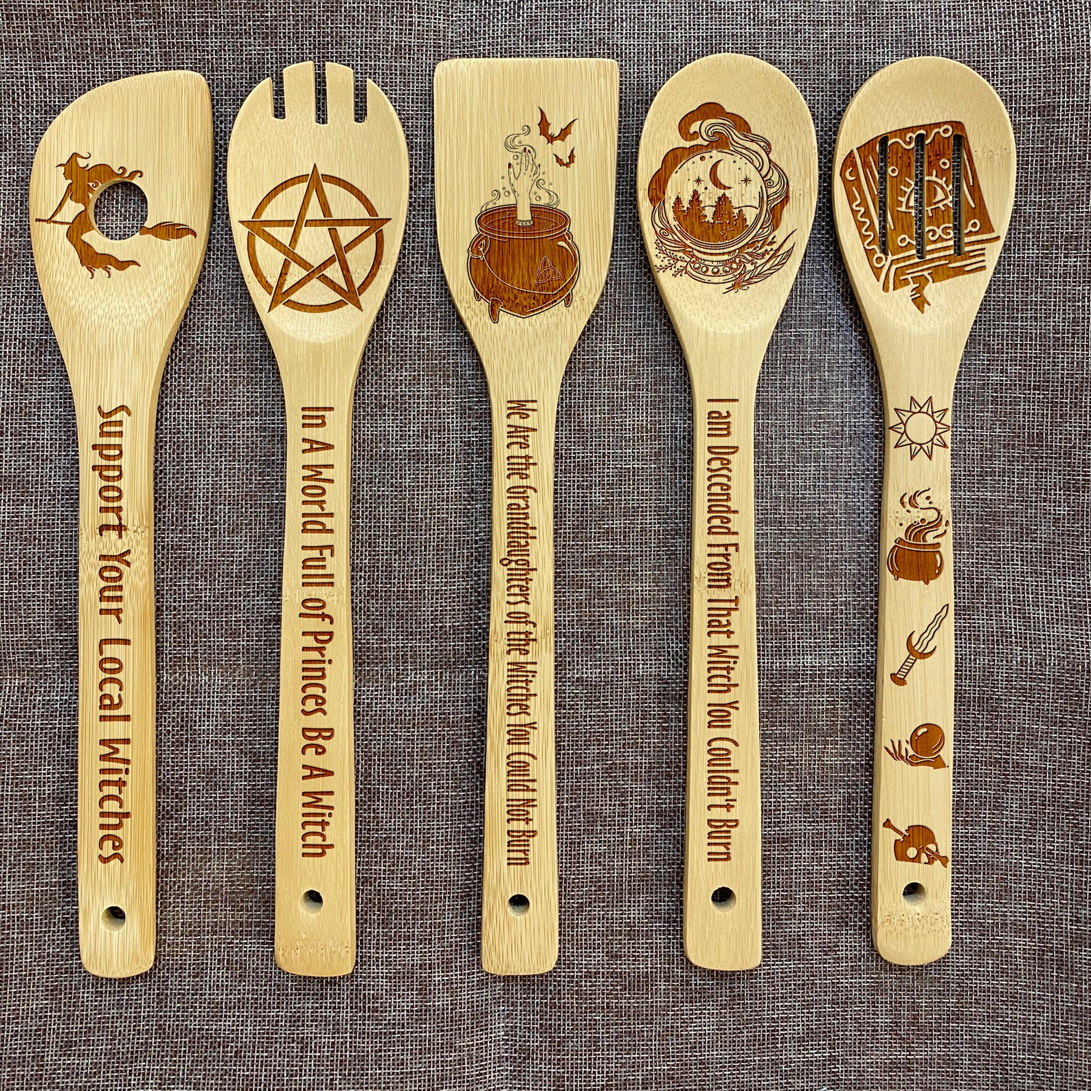 Kitchen witch Wood Burned Spoons Kitchen witches Engraved | Etsy