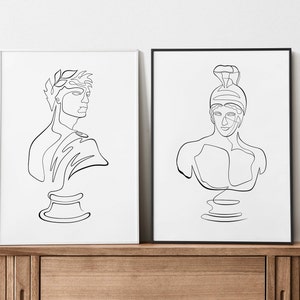 Achilles and Patroclus Print Set, Greek Mythology Wall Decor, Song of Achilles Giclée Posters, Minimalist Line Art, Madeline Miller Drawing