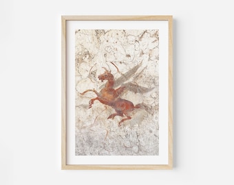 Pegasus Fresco Print, Ancient Roman Wall Painting, Greek Mythology Wall Art