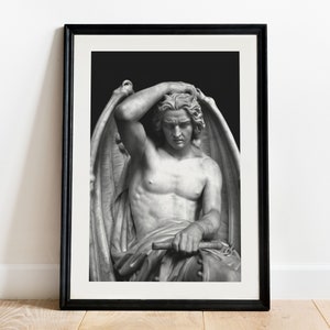 Luzifer Statue Print, Okkulter Teufel Giclée Poster, Geefs Liege Skulptur, Dark Academia Wanddekor, Museum Fotografie, Pagan Satanische Kunst