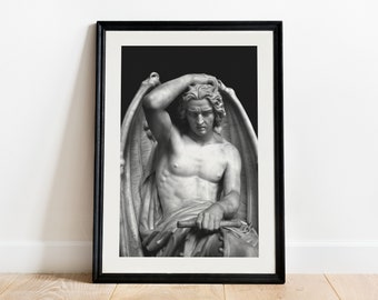 Lucifer of Liege Print, Geefs Sculpture, Occult Dark Academia Gothic Wall Art