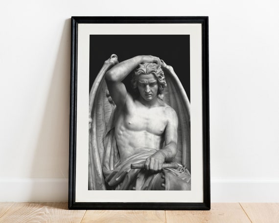 Lucifer of Liege Print, Geefs Sculpture, Occult Dark Academia Gothic Wall Art