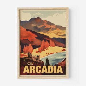 Visit Arcadia Travel Poster, Greek Mythology Print, Peloponnese Wall Art Decor image 6