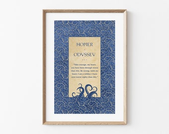 Homer's Odyssey Quote Print, Take Courage Stoic Wall Art, Greek Literary Gift