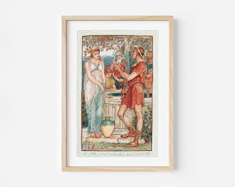 Bellerophon and Muses Print, Vintage Walter Crane Art, Greek Mythology Wall Decor, Childrens Kids Illustration, Storybook Poster