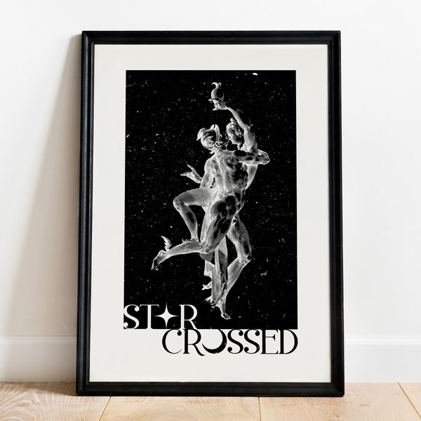 Hermes and Psyche Print, Star Crossed Love Giclée Poster, Greek Mythology Wall Decor, Vintage Stars Celestial Art, Bedroom Home Interior