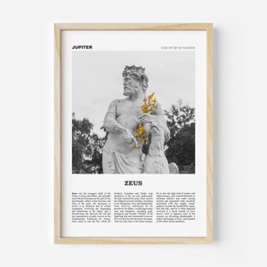 Zeus Giclée-Druck, Olympischer Gott Poster, griechische Mythologie Wandkunst, Statue Fotografie, Himmel Donner Roman Jupiter, alte Geschichte Wohnkultur