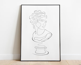 Helen of Troy Print, Greek Mythology Giclée Poster, Modern Spartan Queen Illustration, Minimalist Continuous Line Art, Homer Iliad Troy