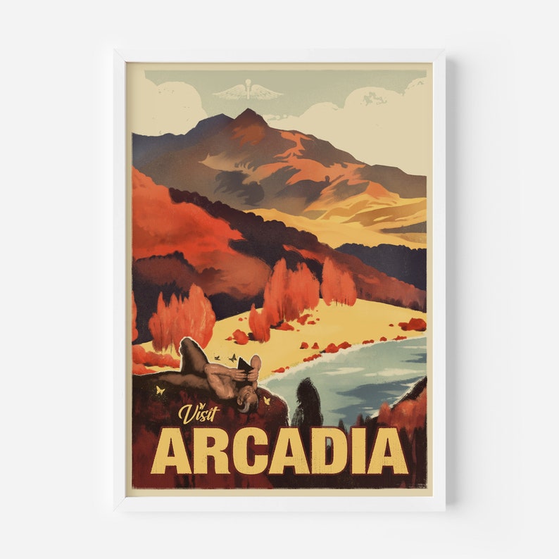 Visit Arcadia Travel Poster, Greek Mythology Print, Peloponnese Wall Art Decor image 7