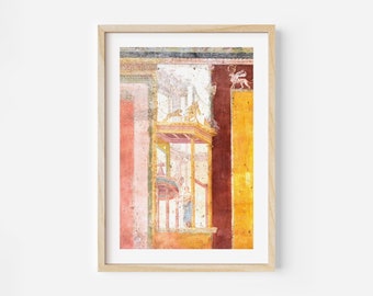 Pompeii Fresco Print, Ancient Roman Wall Painting, Mythology Wall Art Decor