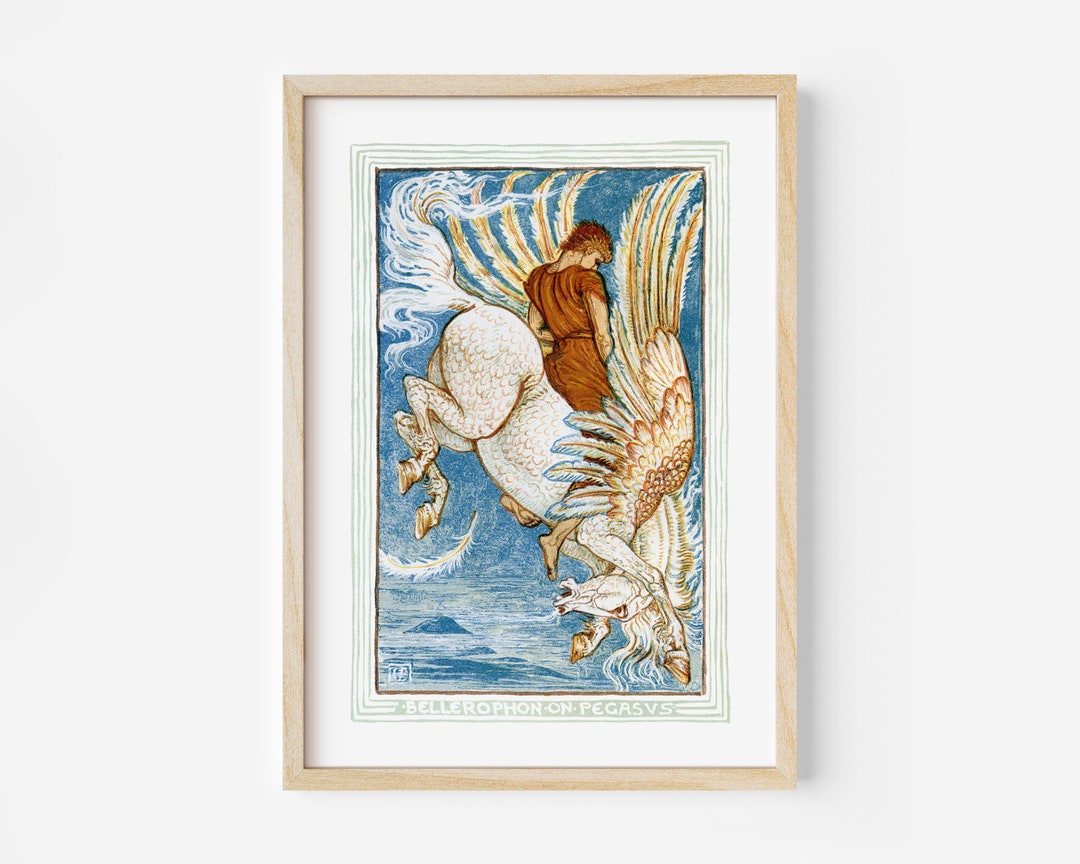 Bellerophon and Pegasus Print, Vintage Walter Crane Art, Greek ...