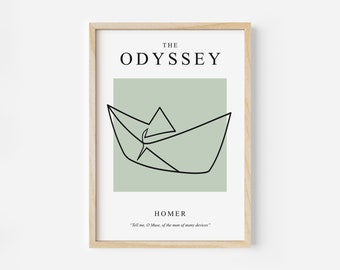 Odyssey Quote Print, Man of Many Devices, Minimalist Greek Mythology Wall Art