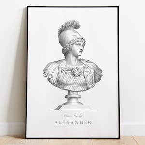 Alexander the Great Print, King of Macedonia Giclée Poster, Greek History Wall Decor, Étienne Baudet Vintage Engraving Art, War General Hero