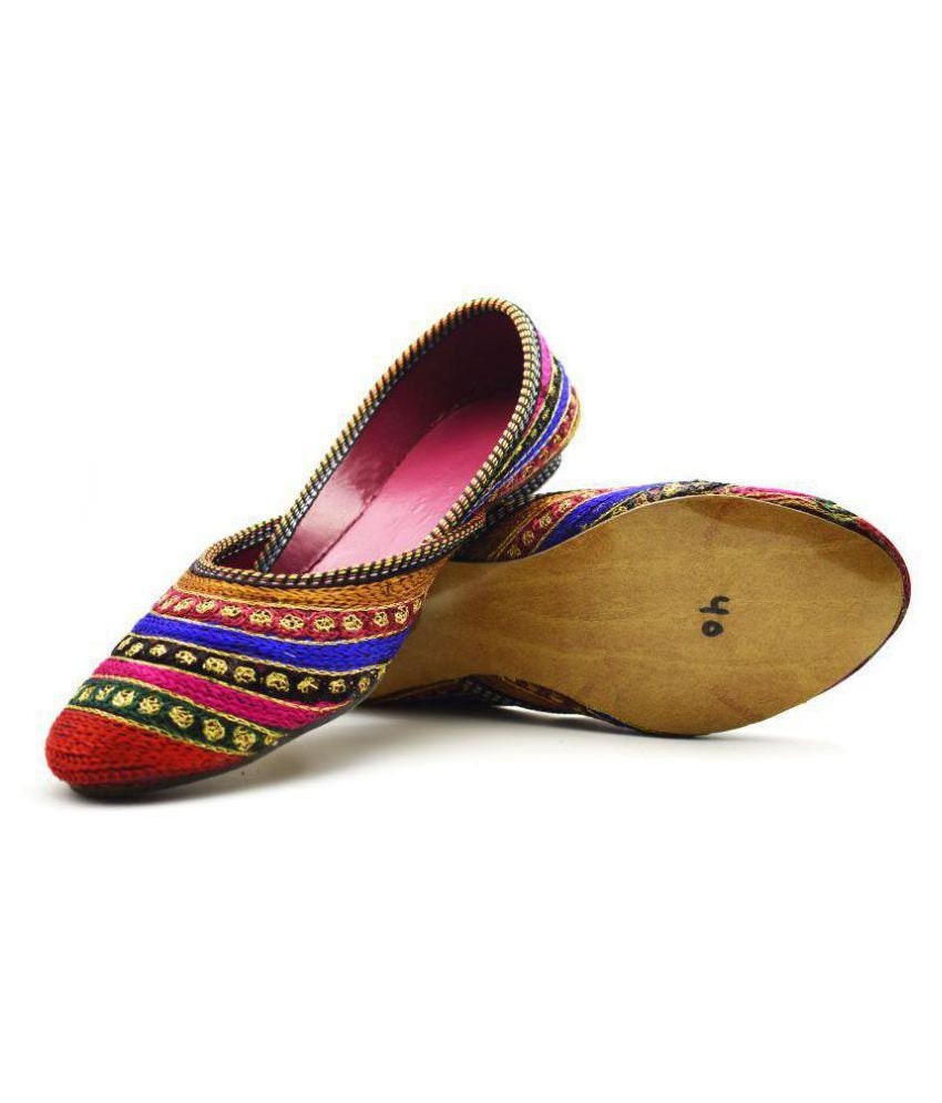 Jaipuri Multi Color Jutti Rajasthani Work Footwear Handmade Etsy