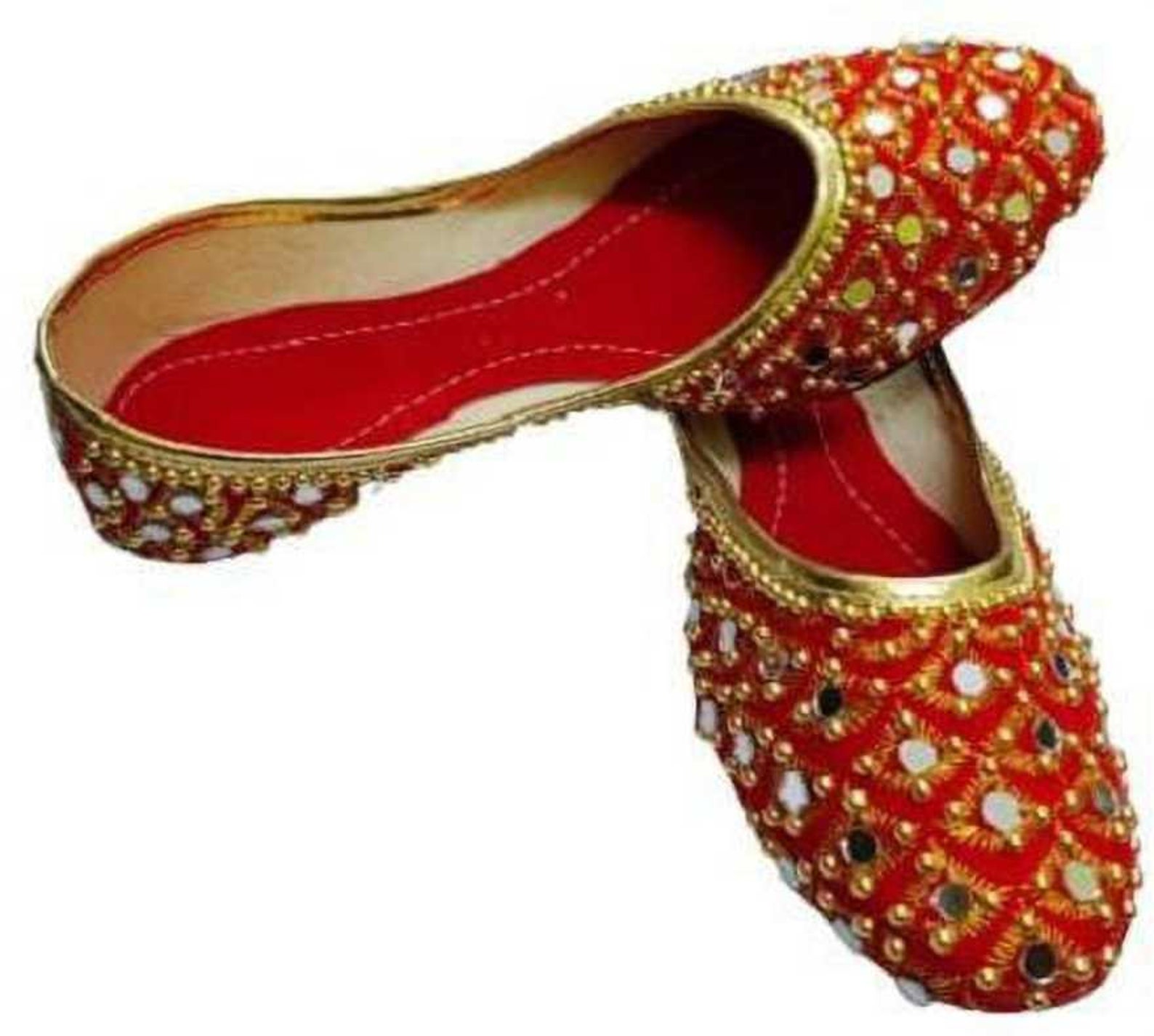 Rajasthani Red & Golden Juti Indian Women Ballet Flats Women Etsy