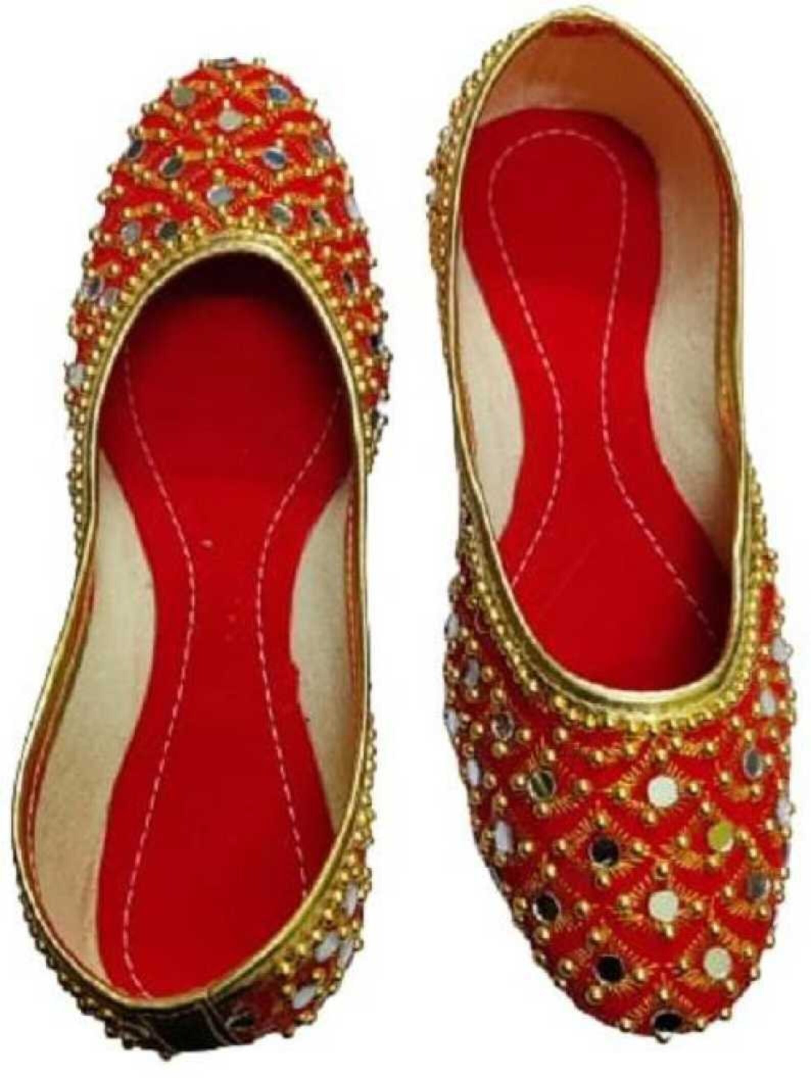 Rajasthani Red & Golden Juti Indian Women Ballet Flats Women Etsy