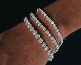 2-5MM Certified VVS1 Round Cut Moissanite Tennis Bracelet All Sizes, Affordable Bracelet In Silver, Bracelet For Women, Anniversary Gifts