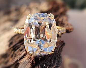 8CT Elongated Old Mine Cushion Diamond Ring/ Engagement Ring