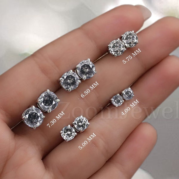 Antique Diamond Studs| Black Salt and Pepper Earring| Simple Earrings| Tiny Stud Pair Earring| Galaxy Diamond Stud| Prong Setting Stud Gift