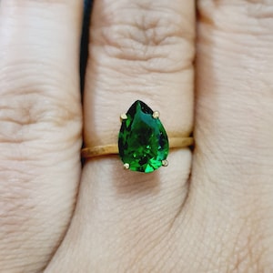Pear shaped Emerald engagement ring rose gold Unique Pear cut diamond/Moissanite Cluster engagement ring women vintage Promise gift