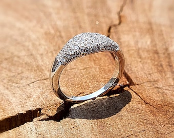 Pave Diamond Signet Ring| Minimalist Sparkling Ring| Pinky Ring| Skinny Pave Ring| Dainty Everyday Ring Gold Tiny Ring| Personalized Ring