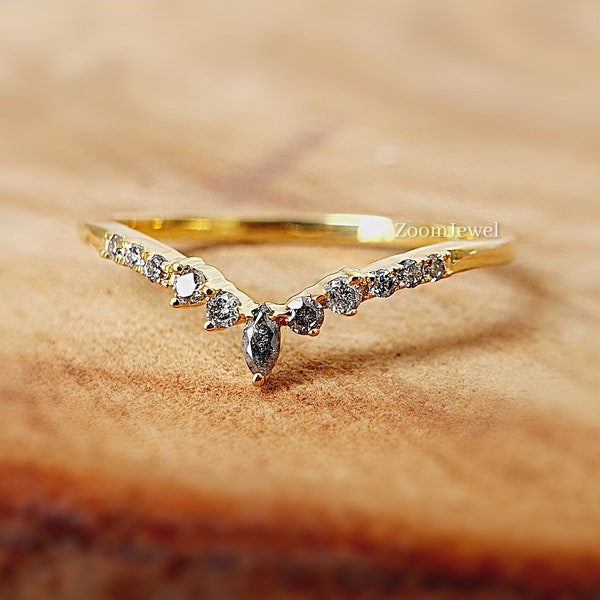 Salt and Pepper Wedding Band Etsy