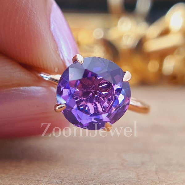 Alexandrite Ring| 1.50CT Vintage Alexandrite Engagement Rings| Purple Diamond Ring| Color Change Ring| Lavender Rings| Man Alexandrite Rings