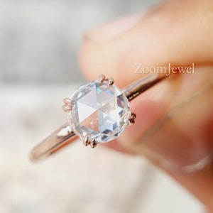 6.00MM Rose Cut Diamond Ring Antique Rose Cut Wedding Ring Dainty Engagement Ring Tiny Rings For Girls Vintage Diamond Ring Rose Gold Ring