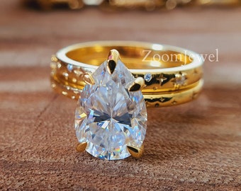 Vintage Bridal Sets| Antique Wedding Ring Set| Star Wedding Band Set| Edwardian Engagement Ring Set| Custom Ring Set| Unusual Wedding Ring