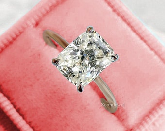 2.00 CT Classic Cushion Cut Moissanite Engagement Ring, White Sapphire Diamond Ring, 14k/18k Rose gold Hidden halo Rings For Women, Art Deco