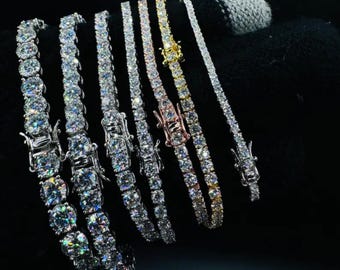2-6MM Certified VVS1 Round Cut Moissanite Tennis Bracelet All Sizes, Affordable Bracelet In Silver, Bracelet For Women, Anniversary Gifts