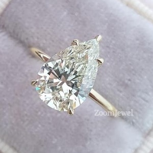 14k Solid Gold Verlobungsring / Birne Moissanite Diamant Ehering / Moissanite Verlobungsring / Stapelring/Versprechensring / Rose Gold Ring