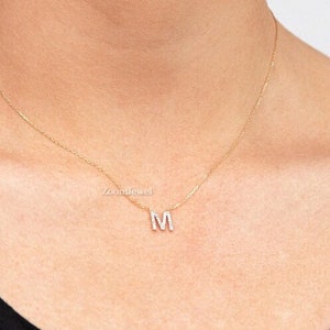 Initial Letter Pendant, Lab Grown Diamond Pendant, Charm Letter Necklace, Dainty Initial Necklace, Alphabet Pendant, Custom Necklace For Her