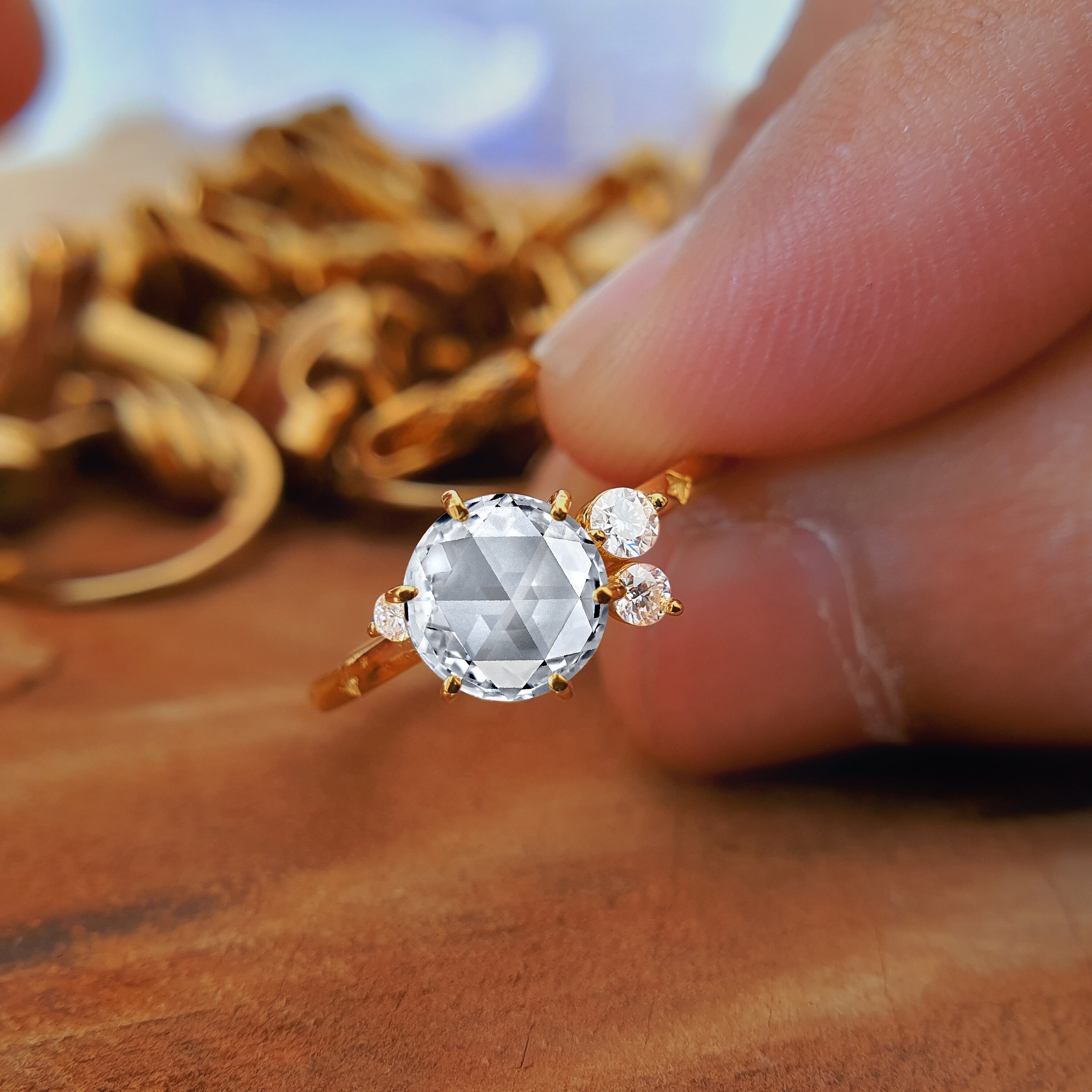 1.14ctw Rose Cut Solitaire Engagement Ring 6-prong Round Cut 1.14ctw Rose Cut Solitaire Engagement Ring 6-prong Round Cut