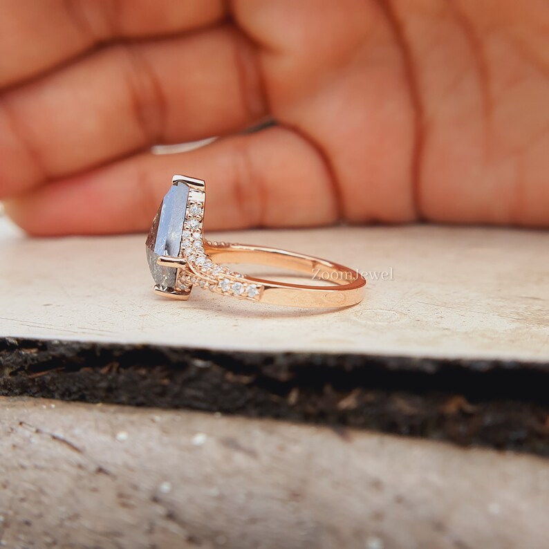 Grey Moissanite Salt and Pepper Diamond Ring Kite Engagement Etsy