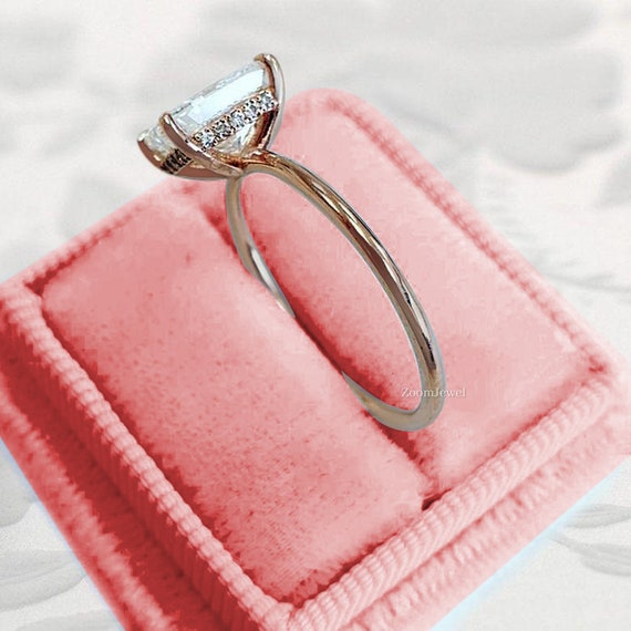 Anello Fidanzamento In Argento 925 Con Moissanite | Rosa/oro Bianco | Design Romantico E Minimalista - Foto 6