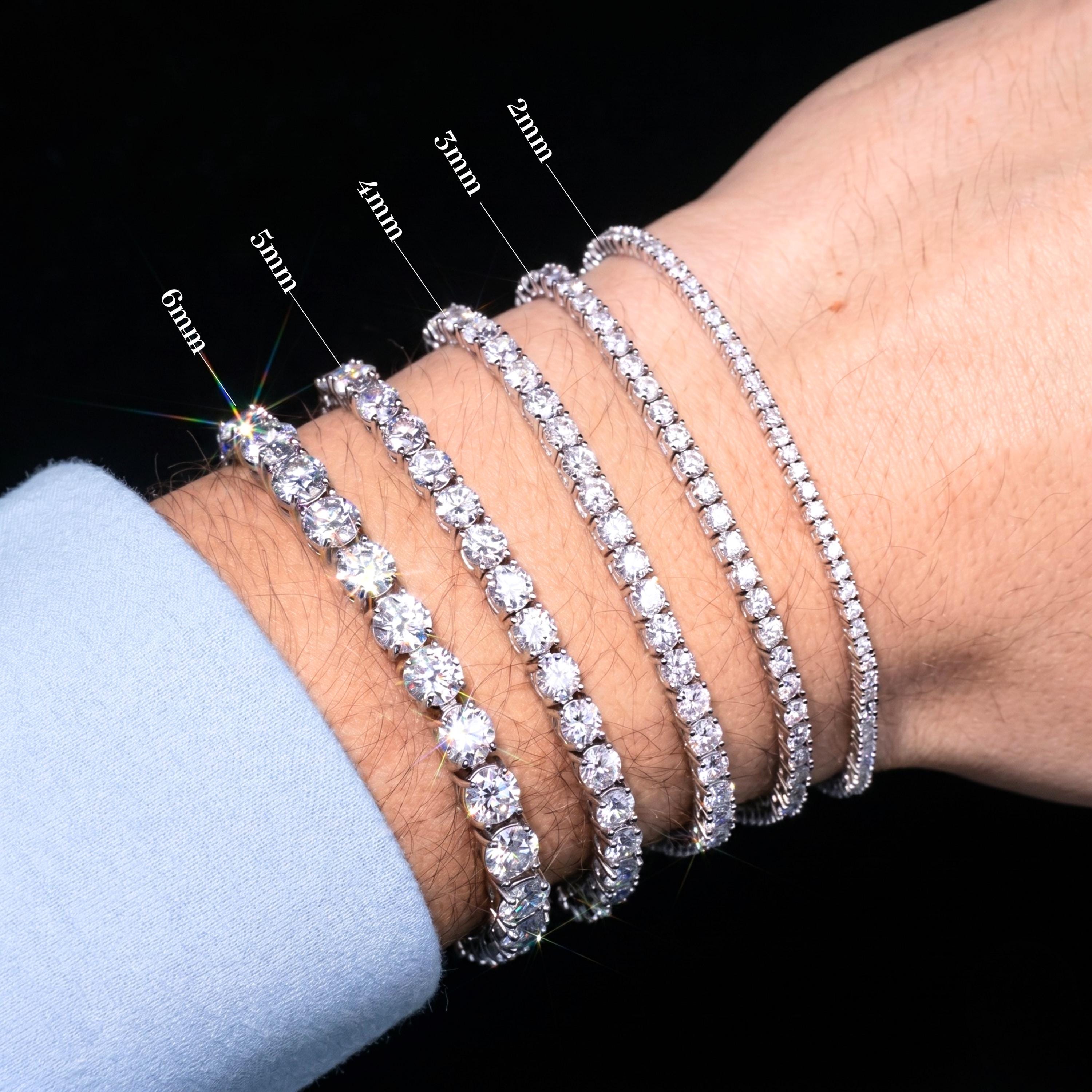 Luxury Tennis Bracelet【5mm / シルバー】 VVS1 Moissanite Tennis Bracelet, S925 Silver Tennis Bracelet, 4