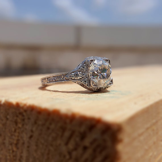 Vintage Style European Style Engagement Rings 14KW Gabriel Vintage