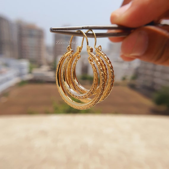 Reclaimed vintage inspired premium hoop earrings with jewel stones in 14k  gold plate | ASOS