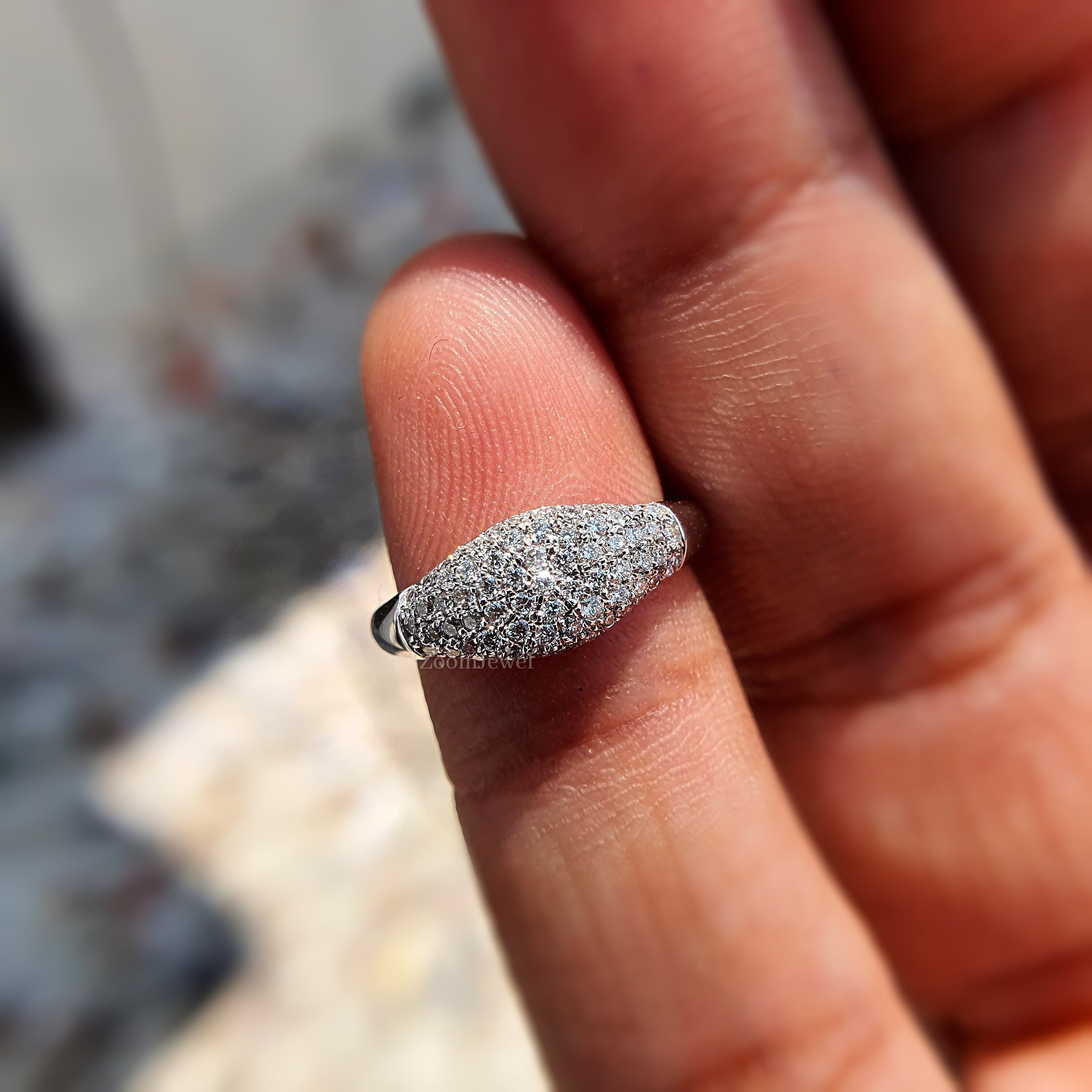 Pave Pinky Ring| Lab Diamond Signet Ring| Pinky Ring Women
