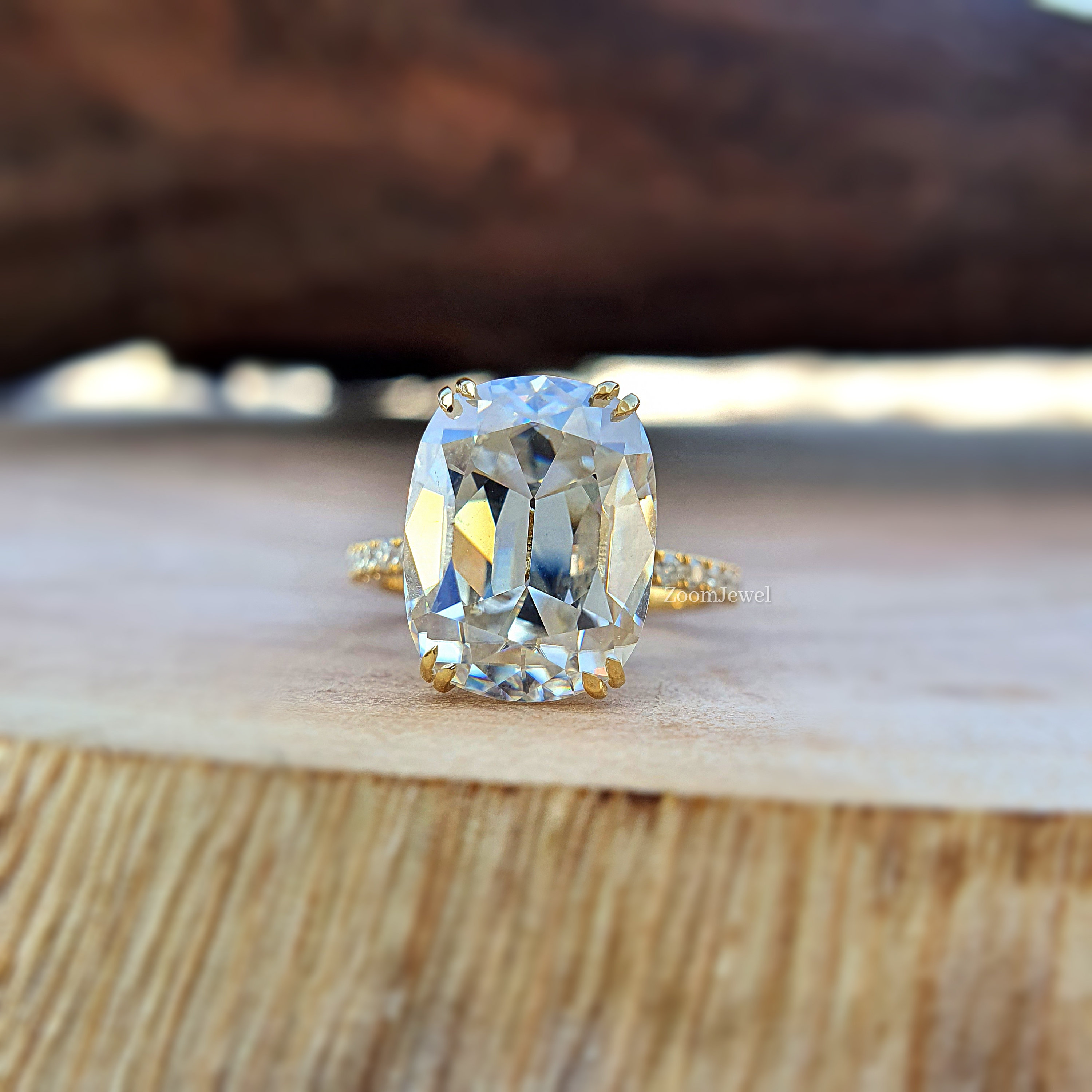 Antique cushion sale cut engagement rings