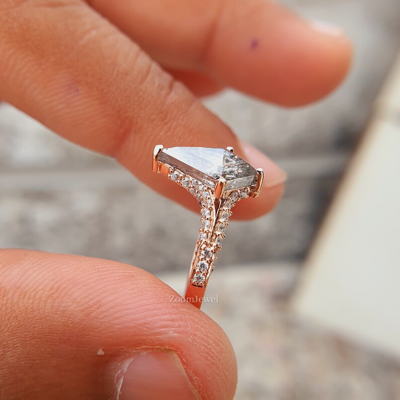 Grey Moissanite Salt and Pepper Diamond Ring Kite Engagement Etsy